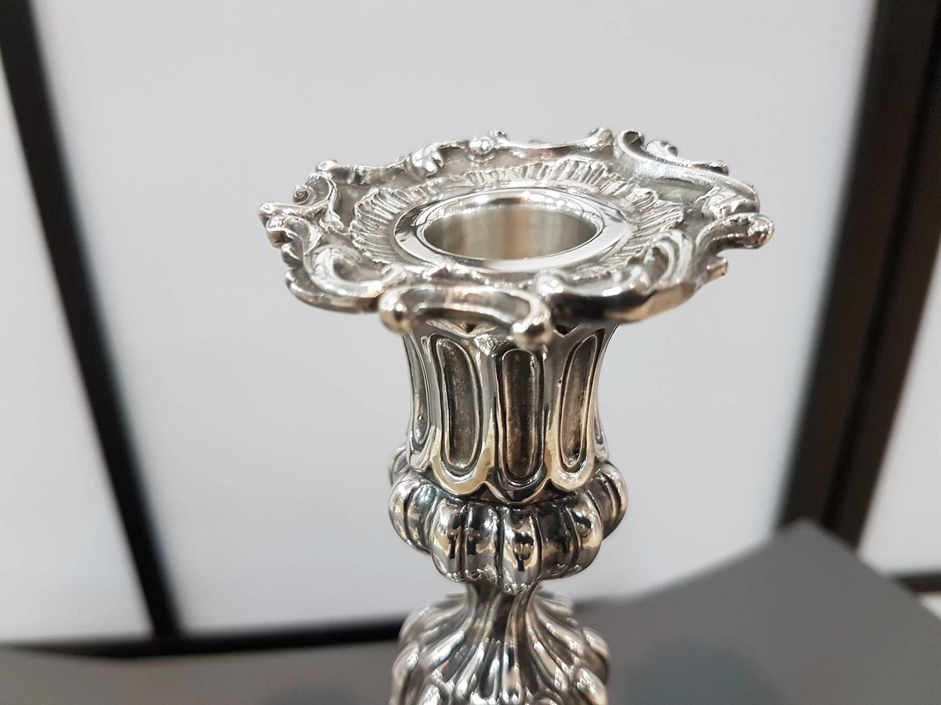 20th Century Sterling Silver Italian Candlesticks Baroque Barocco replica For Sale 1
