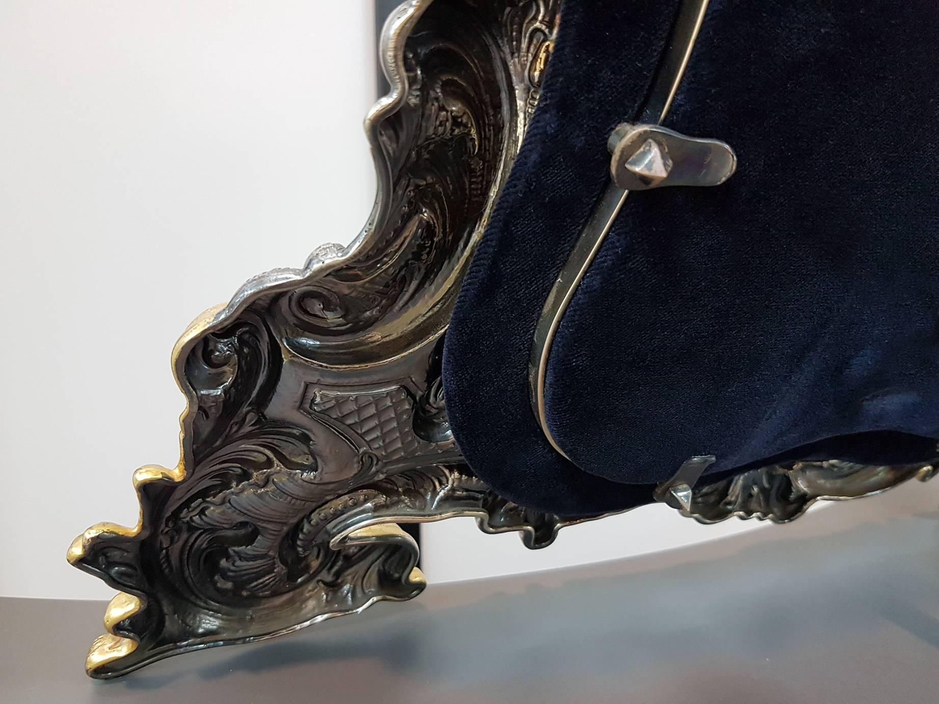 Miroir de table baroque italien du XXe siècle en argent sterling, style renaissance en vente 3
