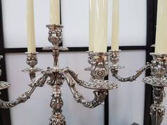 20th Century Sterling Silver Pr. of Italian Barocco revival Candelabras