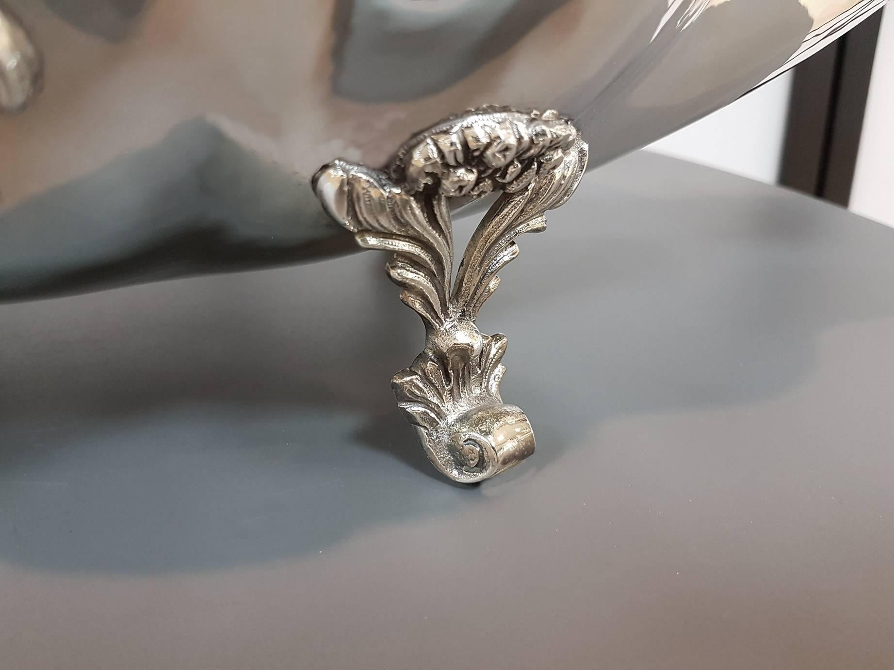 20th Century Sterling Silver Italian Baroque Revival Jatte, Italian craftsmanship In Excellent Condition In VALENZA, IT