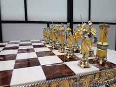 20th Century Italian Sterling Silver Chess Board and Chess Game. Made in Italy