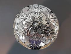 20th Century Italian Silver Box Embossed and Chiselled by Hand Acorn Shape