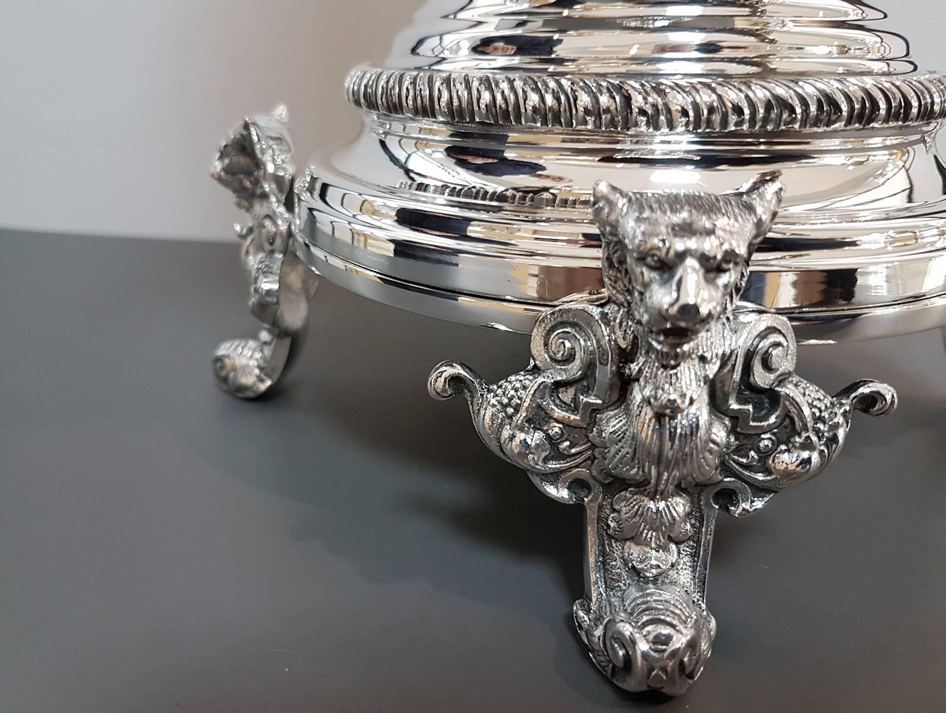 Engraved 20th Century Silver Kettle, Samovar