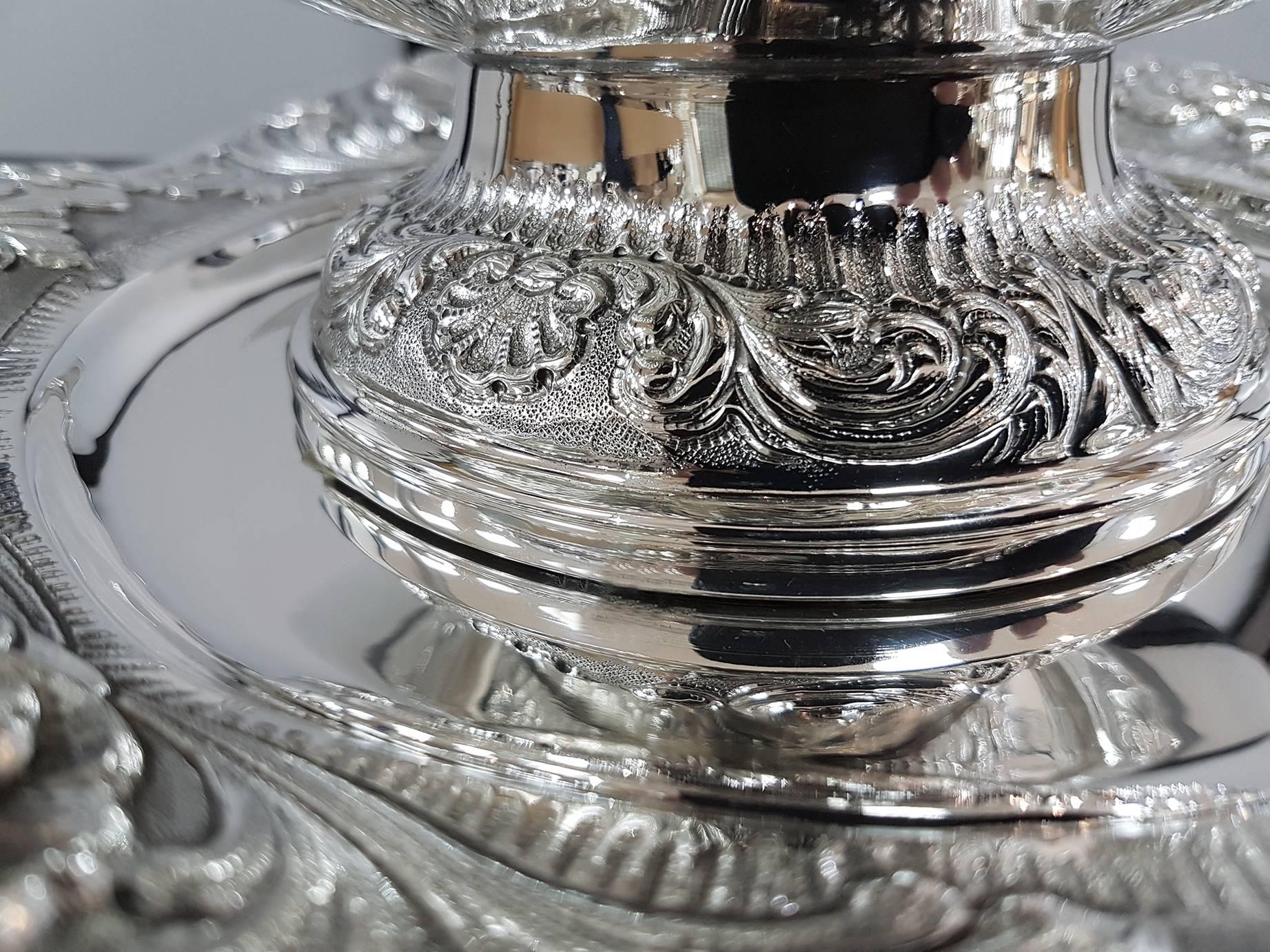 20th Century Italian Stering Silver Baroque revival round Tureen plus dish For Sale 5