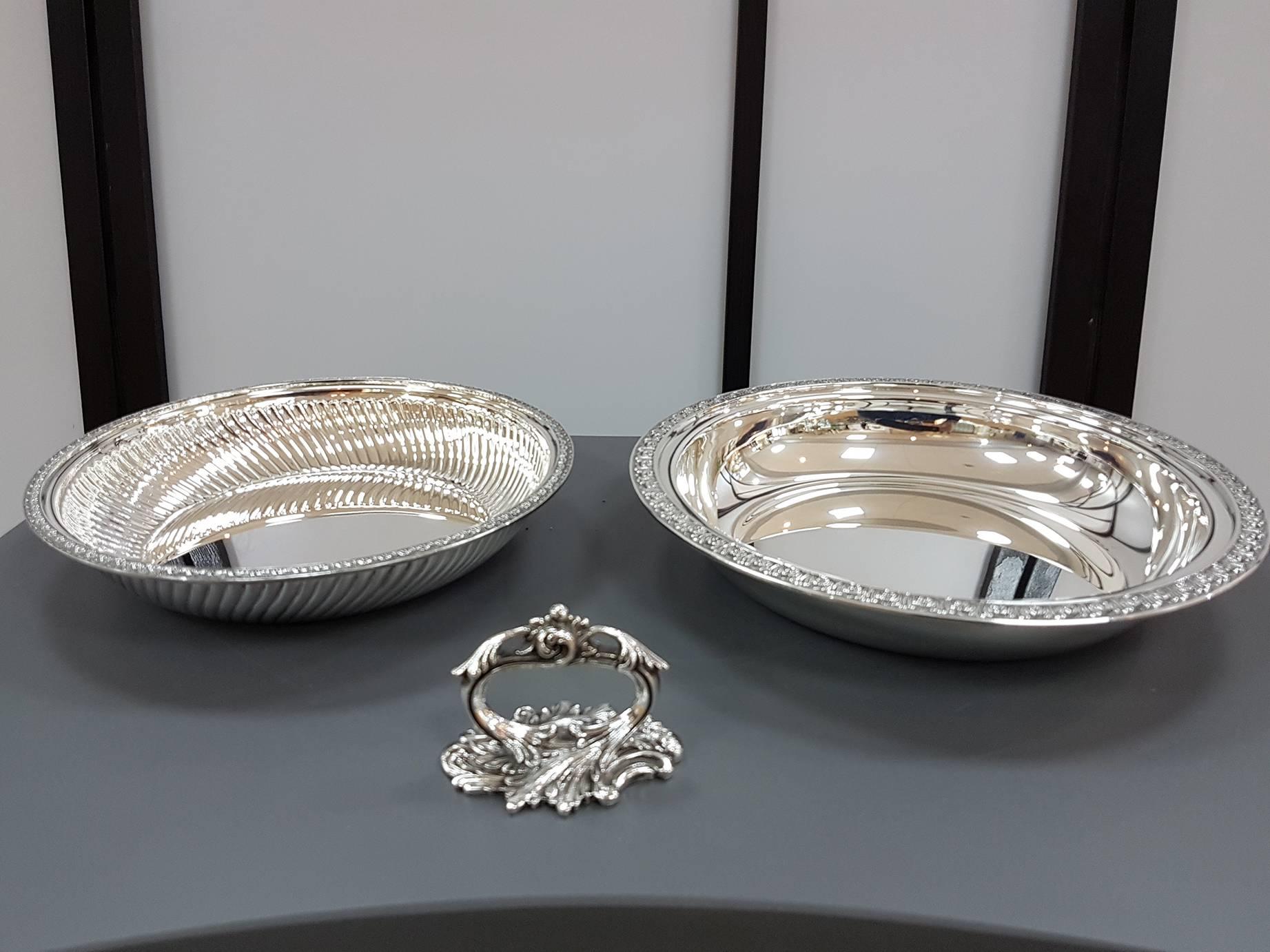 Entree Dishe italienne du 20ème siècle en argent sterling éteint en vente 3