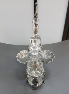 20th Century Italian Silver - Cristal Venetian Replica Cruet
