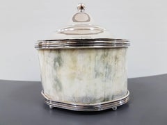 20th Century Italian Sterling Silver, Natural Horn Oval Table Box