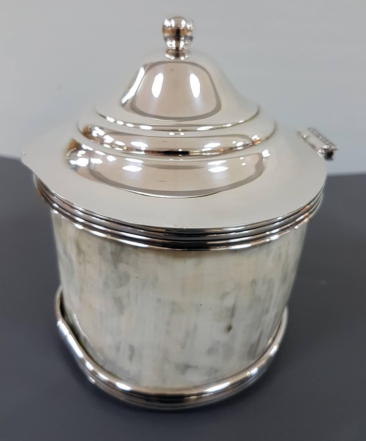 Other 20th Century Italian Sterling Silver, Natural Horn Oval Table Box For Sale