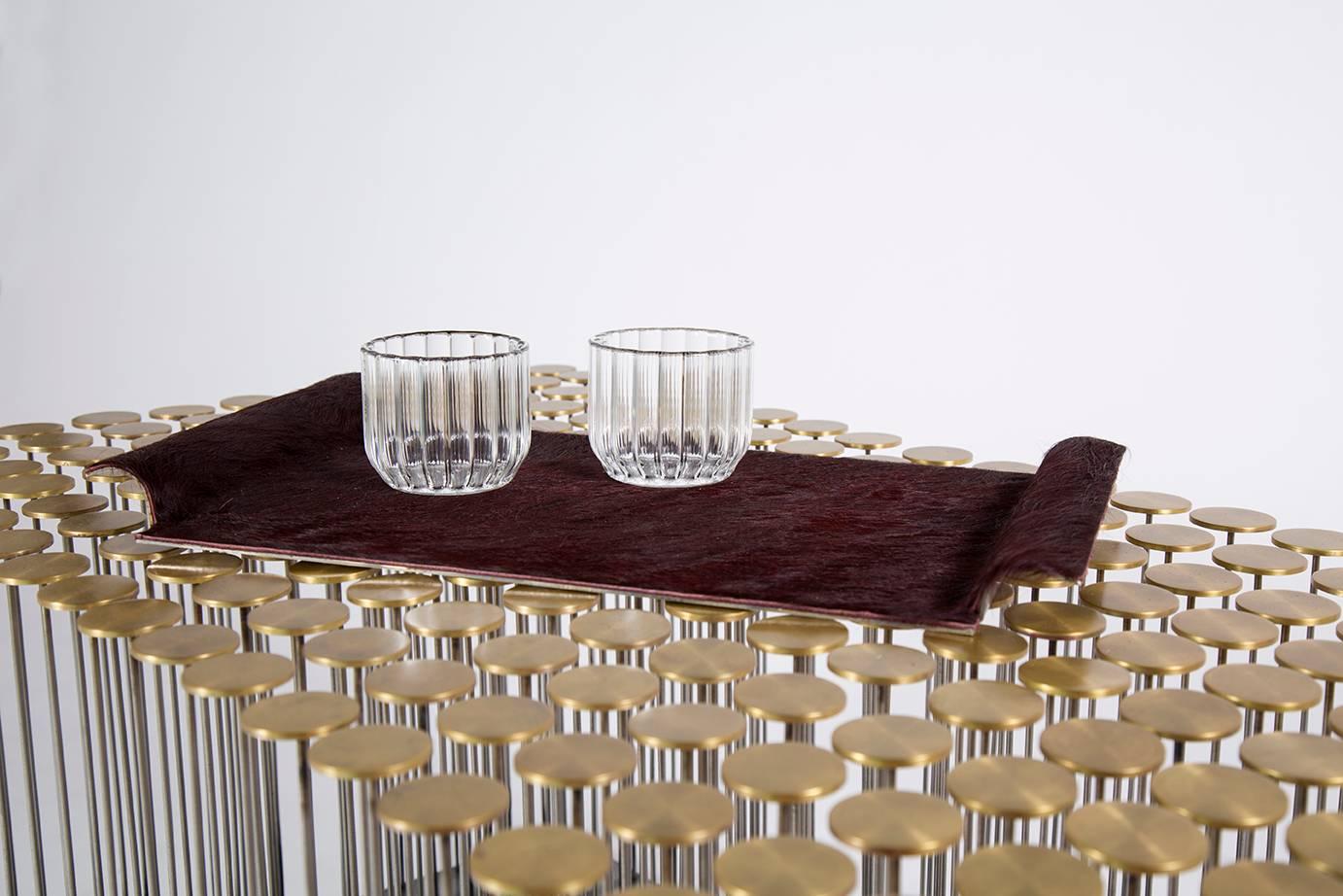 Blackened Dischi Coffee or Cocktail Table, Made from Brass and Stainless Steel Base For Sale