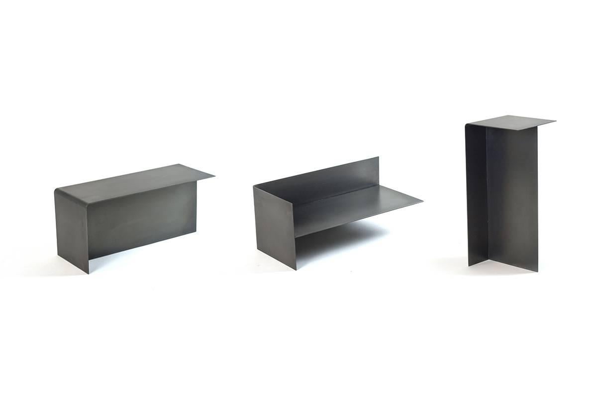 The T Table collection consists of two different sizes of t-shaped tables creating multidimensional surfaces that are ever changing to fit the user’s needs. Sold separately or as a collection, the T Tables fit are a flexible system as each size can