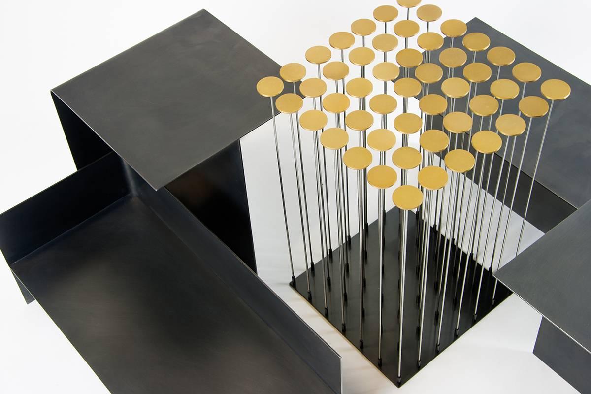 Américain Modular T Tables for Cocktail and Coffee Table, Made of Darkened Stainless Steel en vente