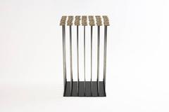 Dischi Side Table, Inspired by Harry Bertoia, Made of Brass and Stainless Steel