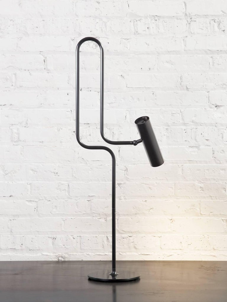 Pivot LED Desk or Table Lamp with Articulating Arms in Patinated Brass