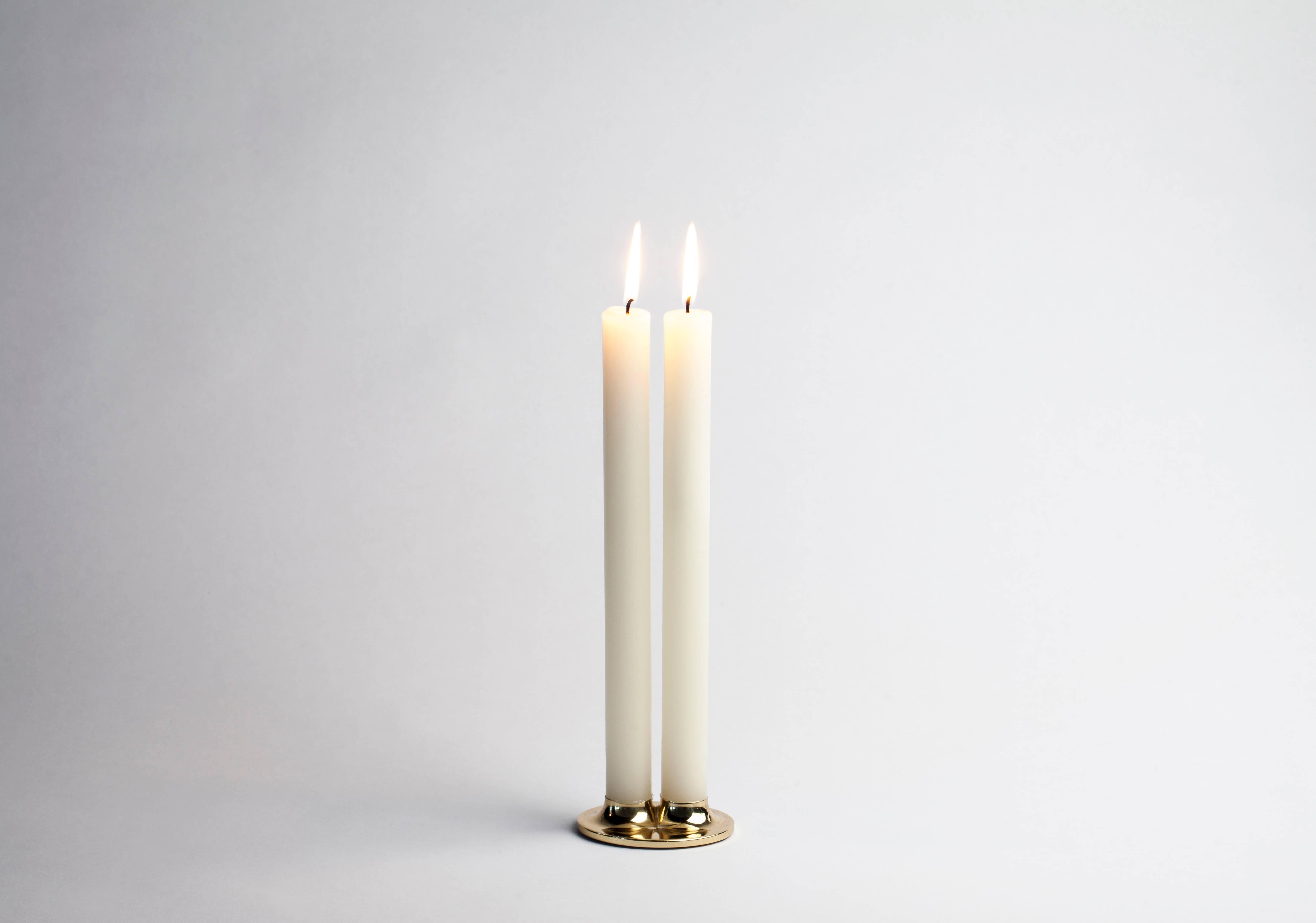 American Solid Brass Candleholder, Eleven, Handcrafted and Designed in Chicago For Sale