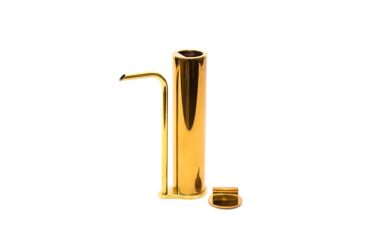 American Modern Oil Decanter, Made of Patinated Brass, Completely Handcrafted in Chicago For Sale