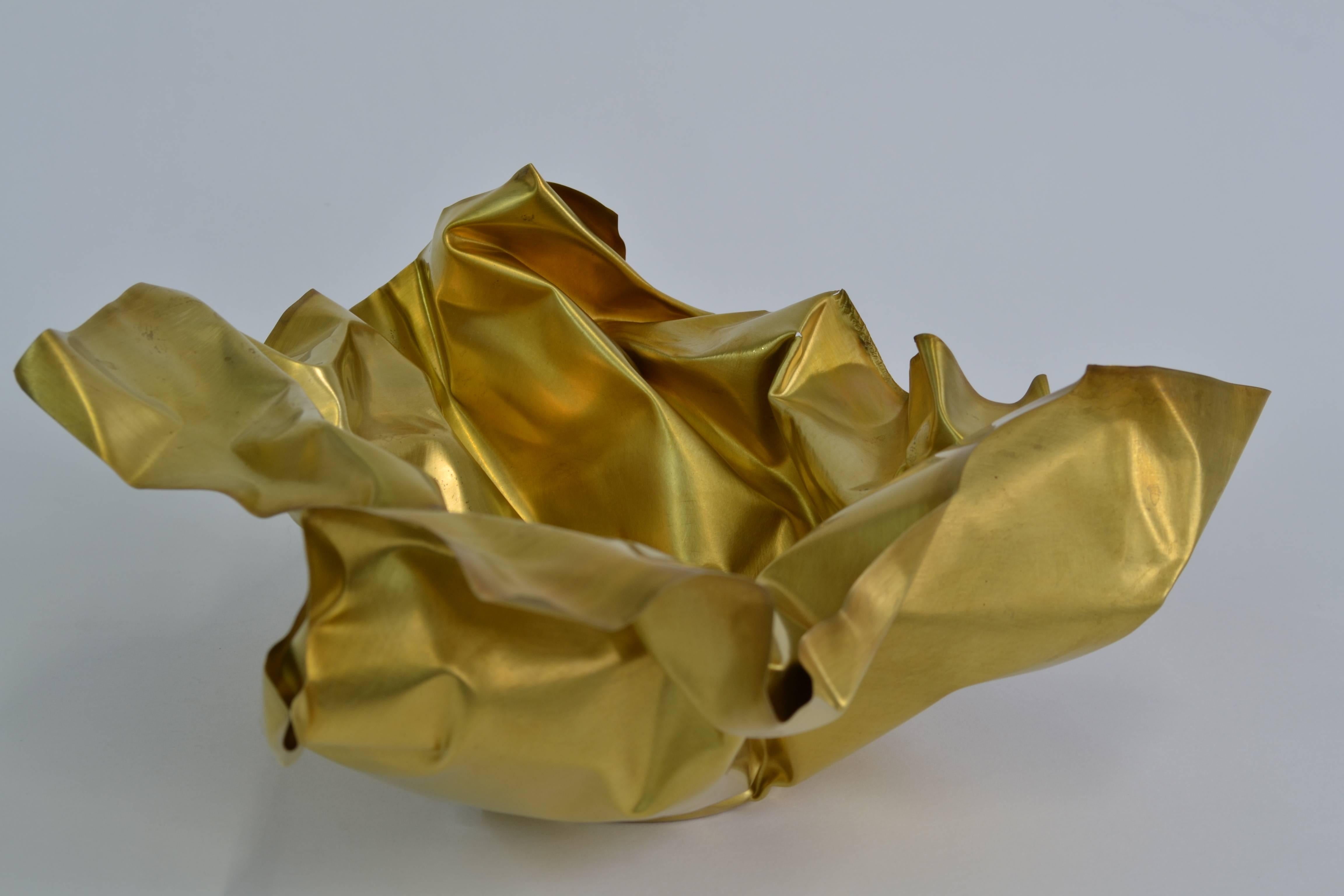 24 Karat Gold Paper Bowl In New Condition For Sale In Chicago, IL