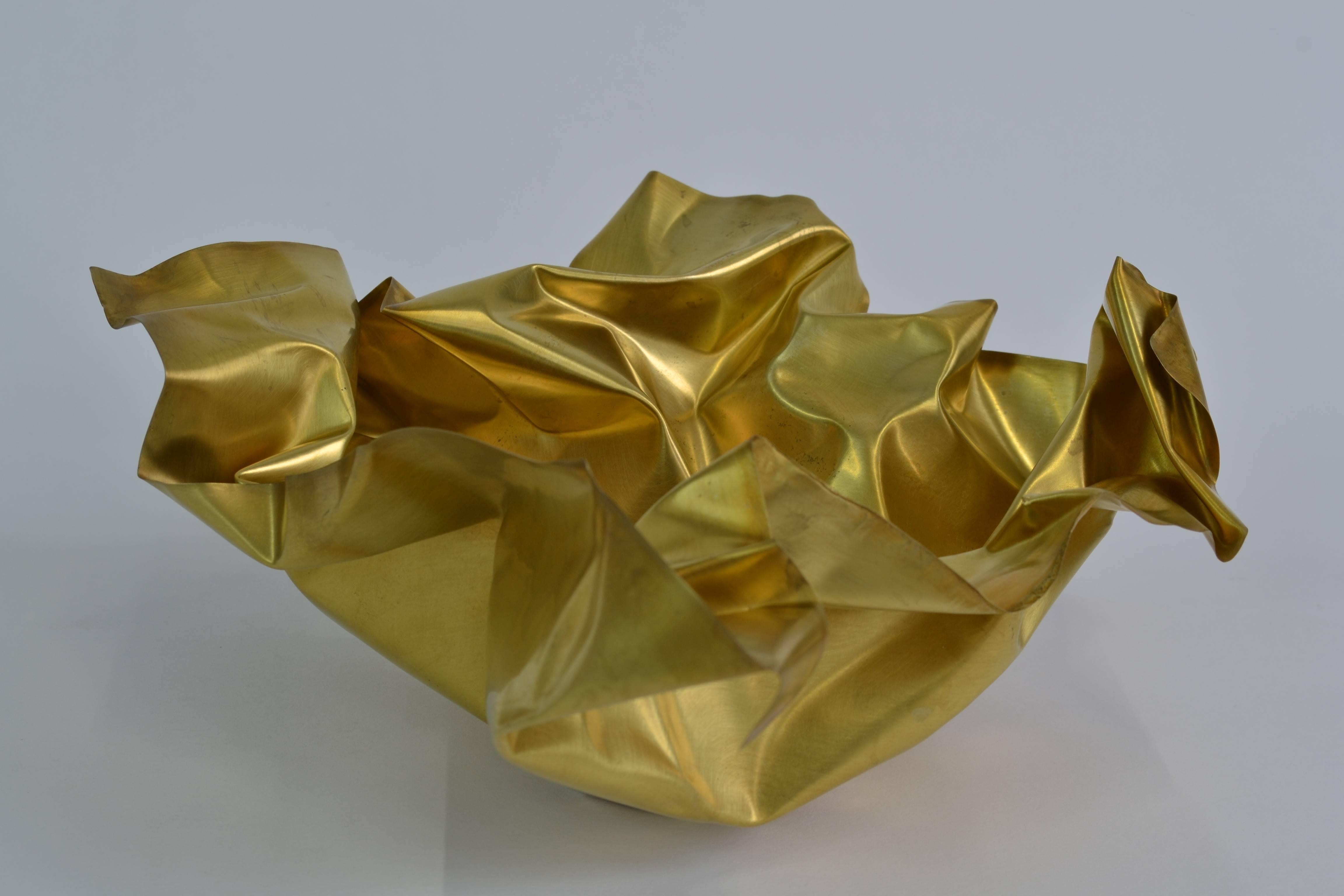 Hand-Crafted 24 Karat Gold Paper Bowl For Sale