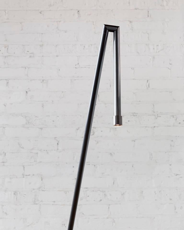 American Floor Lamp in Darkened Brass with LED For Sale