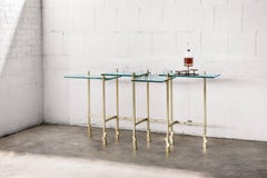 Table console en laiton et verre