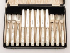 Cased Silver and Mother-of-Pearl Dessert Set, Sheffield 1933