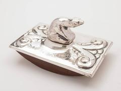 20th Century Swedish Silver Plated Polar Bear Rocker Blotter