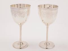 Pair of 19th Century Silver Plated Wine Goblets
