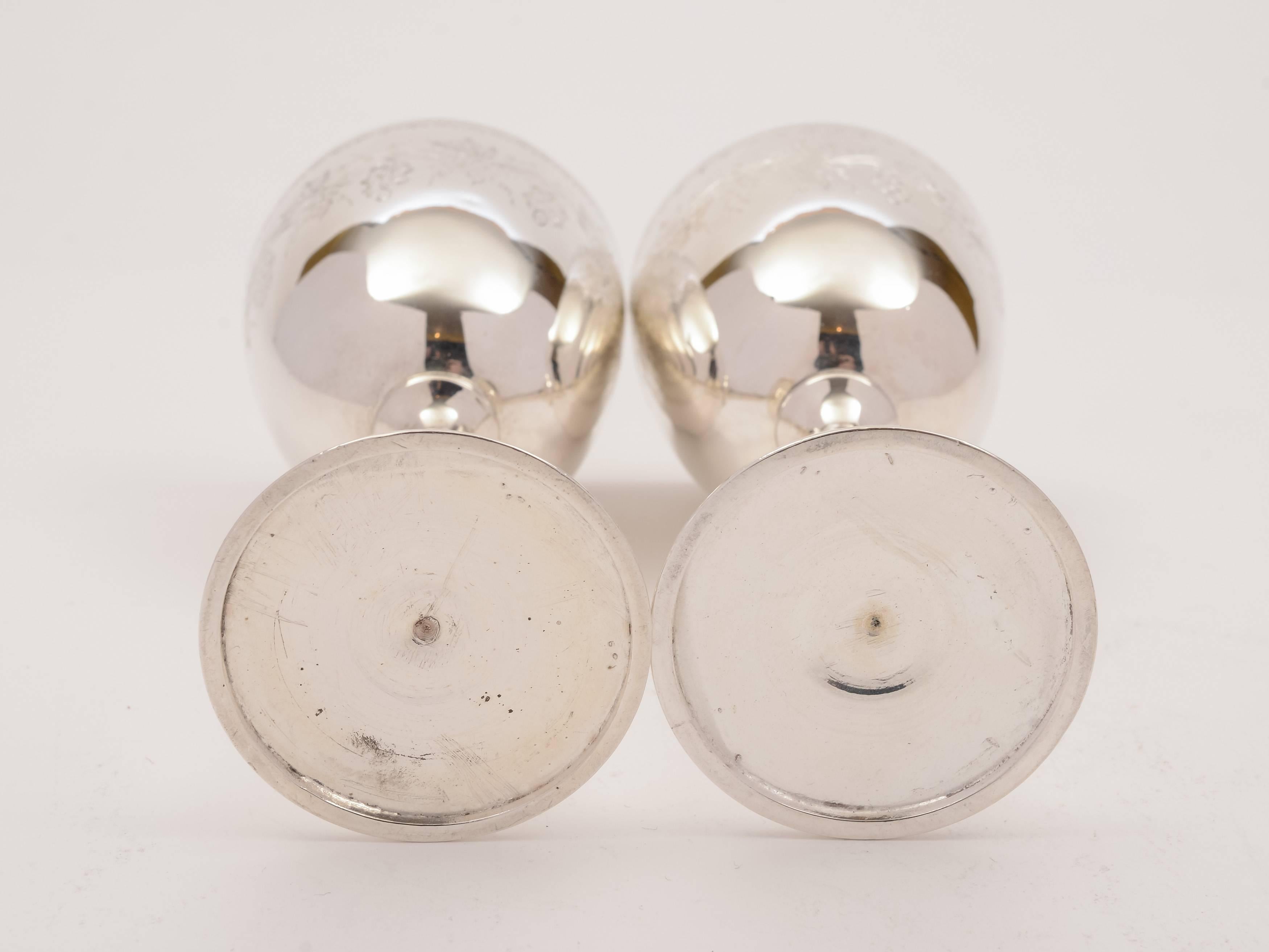 British Pair of 19th Century Silver Plated Wine Goblets For Sale