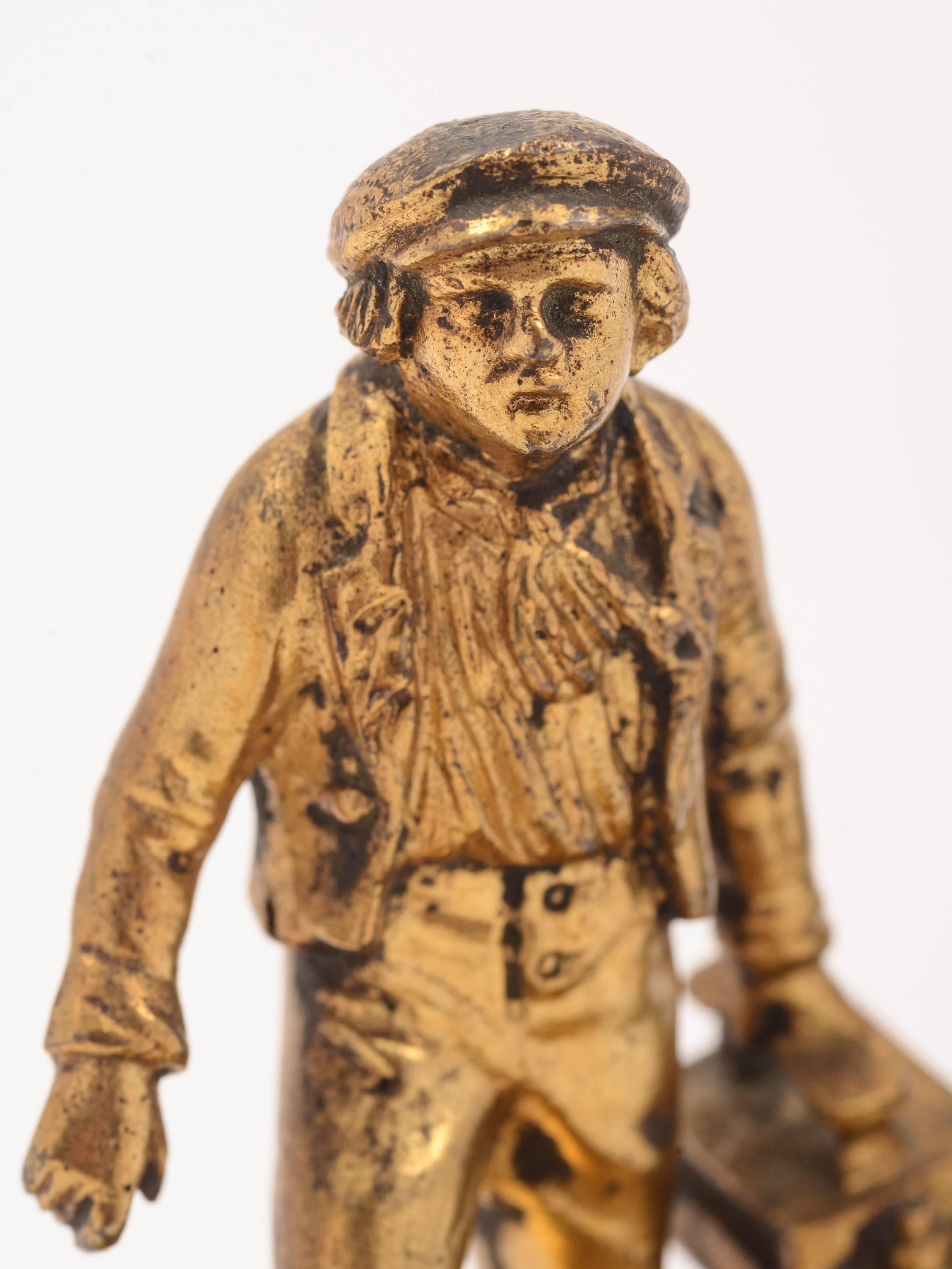 Central American 19th Century American Brass Shoe-Shine Boy Paperweight For Sale