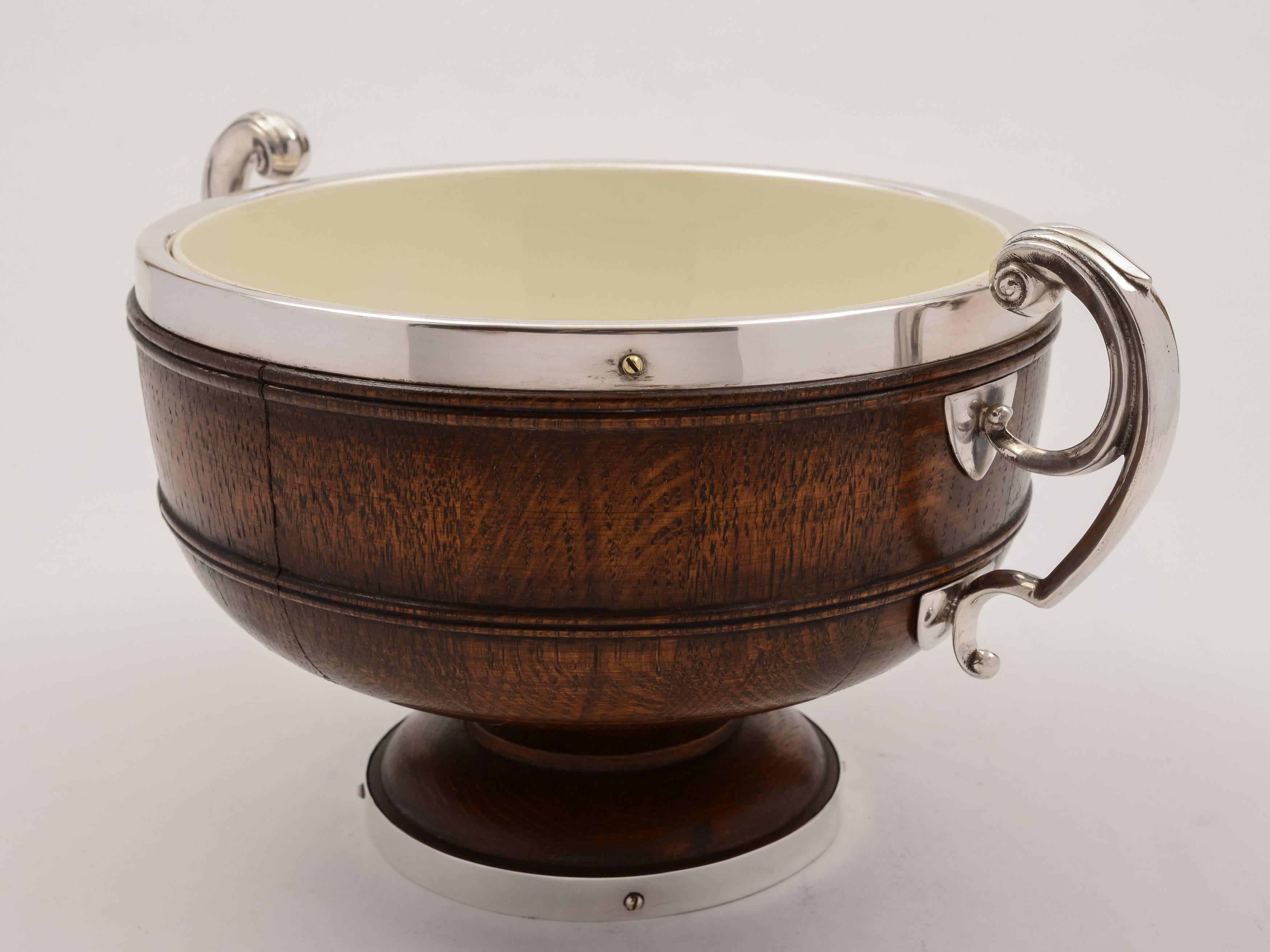Late 19th Century 19th Century Victorian Oak Trophy Style Salad Bowl with Servers