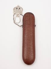 20th Century Edwardian Crocodile Leather and Silver Glasses Case
