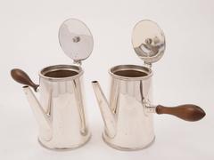 Pair of 20th Century Silver Plate Cafe Au Lait Pots