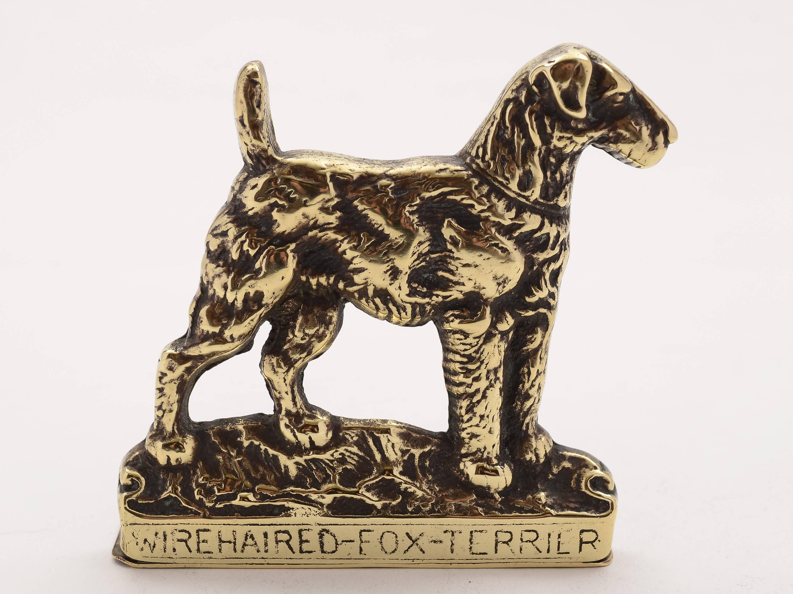 English 20th Century Edwardian Brass Dog Bookends For Sale