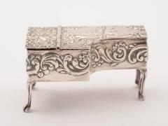 20th Century Edwardian Silver Harpsichord Pill Box