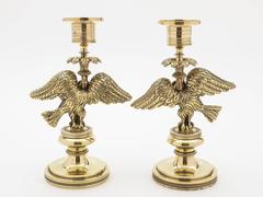 19th Century Matched Pair of French Brass Candlesticks