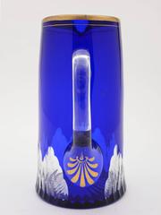 19th Century Victorian Bristol Blue Overlaid Water Jug or Pitcher