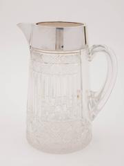 20th Century Victorian Cut-Glass and Silver Plated Water Jug or Pitcher
