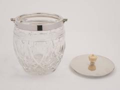 20th Century Silver Topped Cut Glass Biscuit Barrel or Cookie Jar