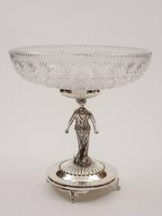 19th Century Victorian Cut Glass and Silver Plated Centrepiece