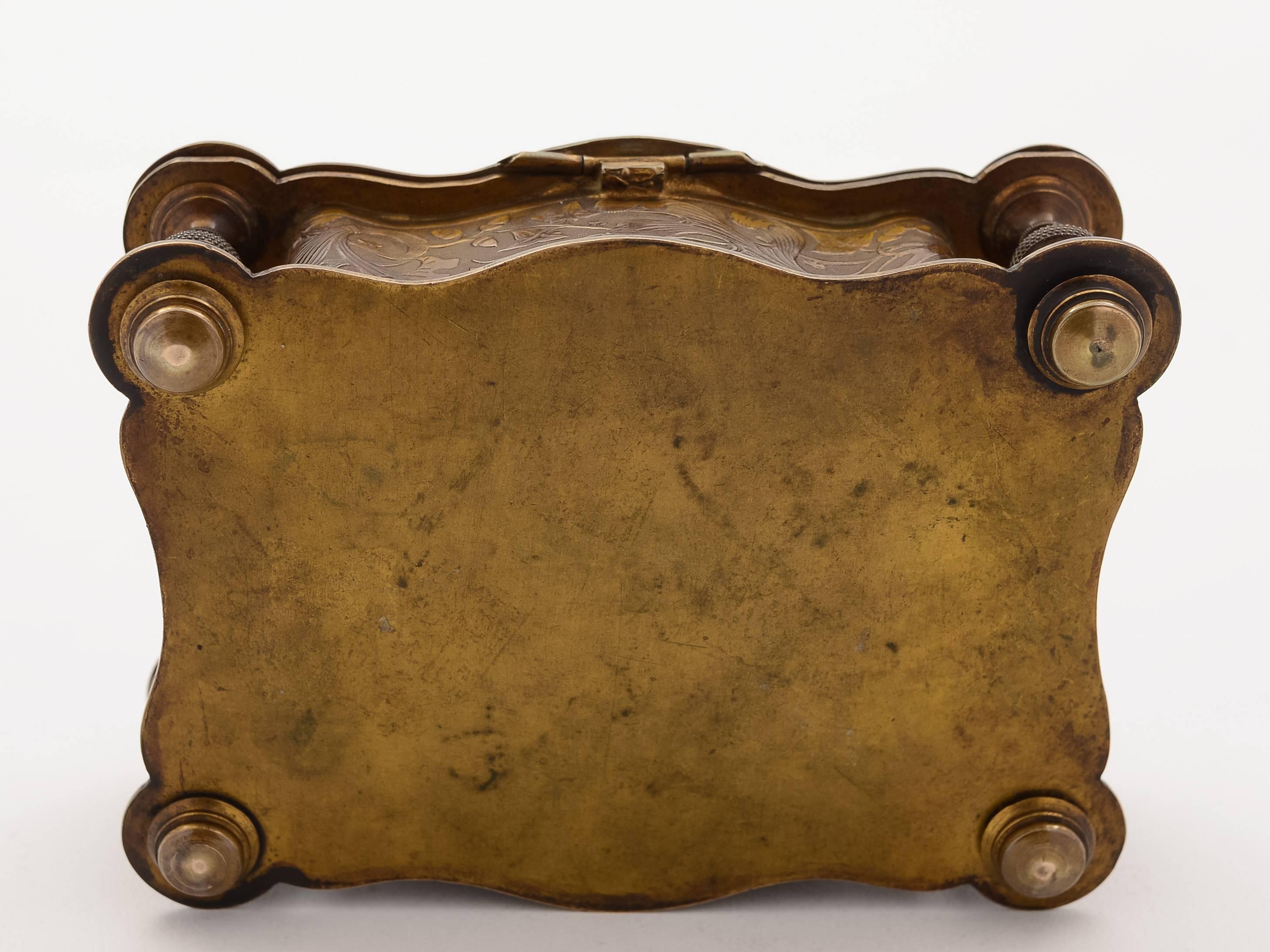 Late 19th Century 19th Century French Brass Jewelry Casket For Sale