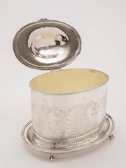 19th Century Victorian Oval Silver Plated Biscuit/Cookie Box