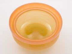 Peach Glass Powder Bowl with Silver Lid, Birmingham, 1919