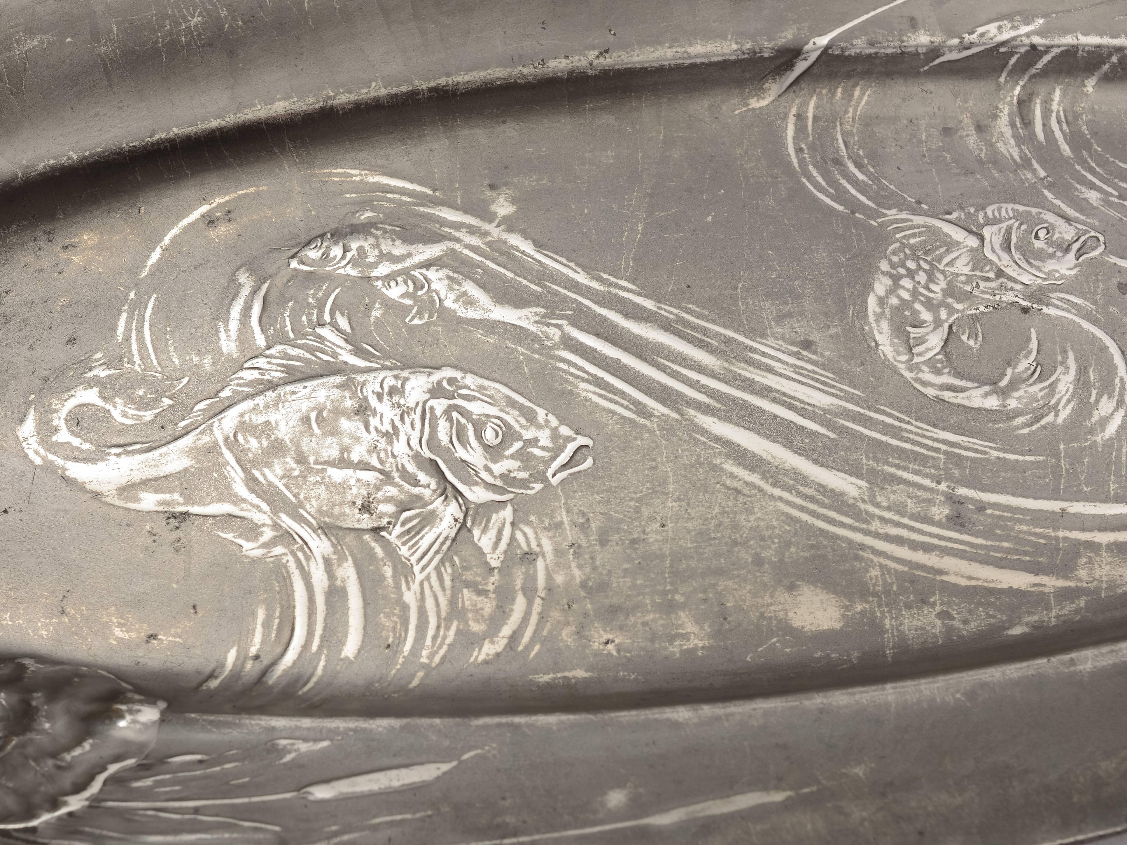 Early 20th Century Large Kayserzinn Art Nouveau Pewter Platter, circa 1910 For Sale