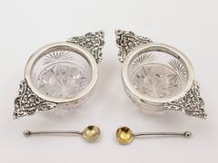 Pair of 19th Century Victorian Silver Salts, Birmingham, 1895