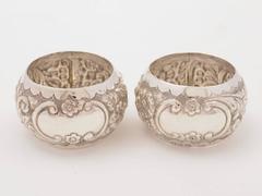 Cased Pair of 19th Century Victorian Silver Napkin Rings, Birmingham, 1899