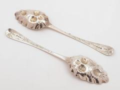 Pair of 19th Century George III Silver Berry Spoons, London, 1811