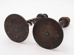 Pair of Oak Open Barley Twist Candlesticks, circa 1920