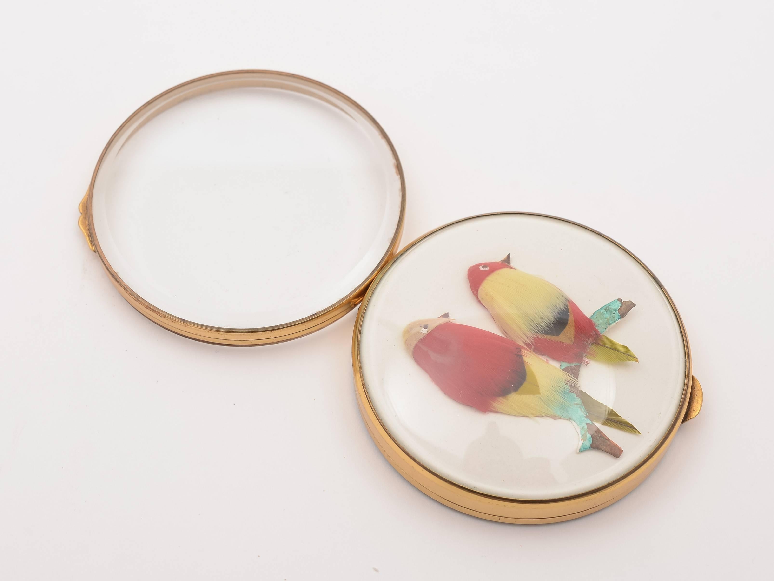 European 20th Century Brass and Glass Mirror Compact, circa 1920 For Sale