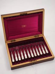 Mother-of-Pearl and Silver 24 Piece Dessert Set, Sheffield, 1903