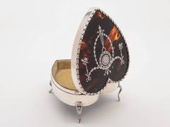 20th Century Edwardian Silver and Tortoise Shell Trinket Box, London, 1909