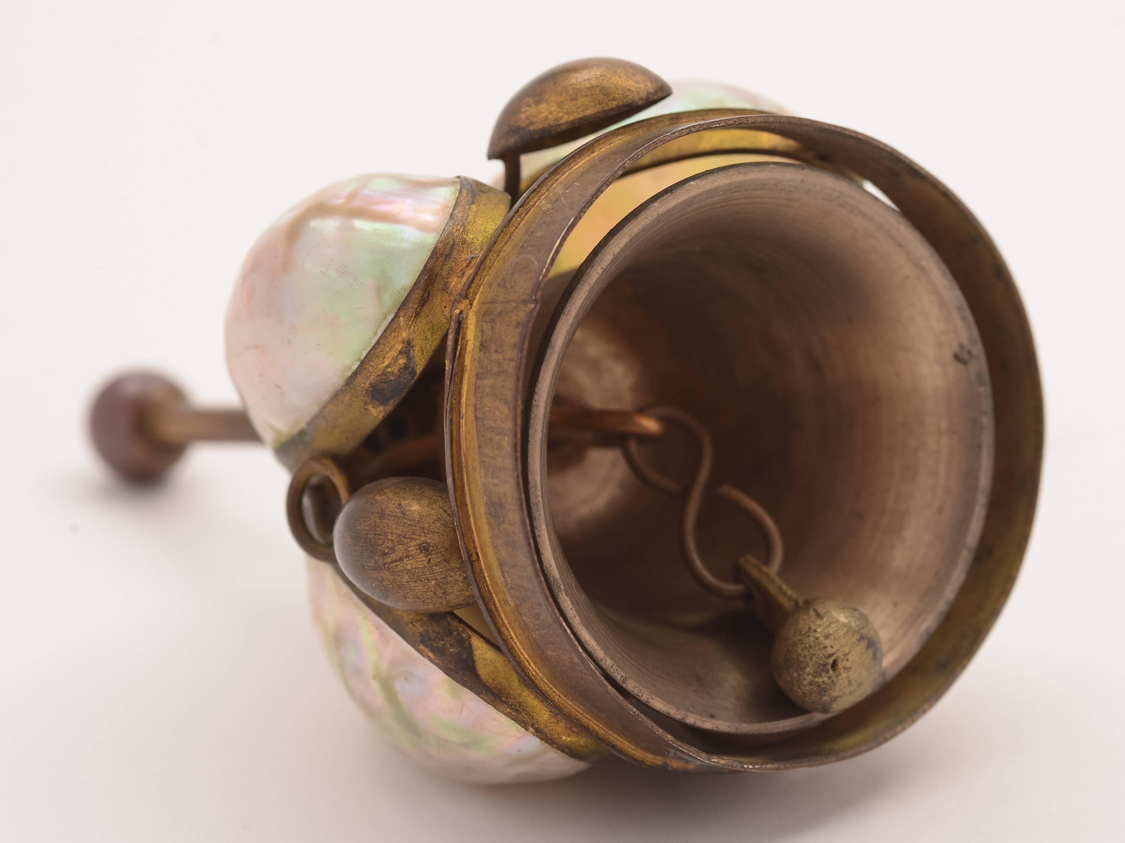 20th Century French Brass and Shell Table Bell, circa 1900 In Good Condition For Sale In Umberleigh, Devon